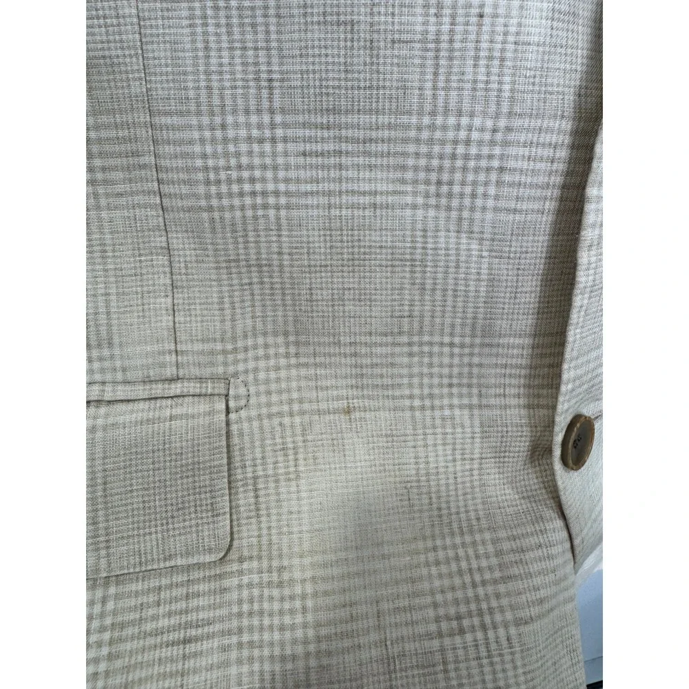 Suitsupply Men Tan Lazio Pure Linen Glen Check Sport Coat Blazer 42R